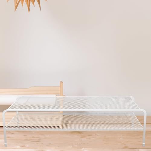 Support d'écran de bureau blanc double couche en métal allongé - 5