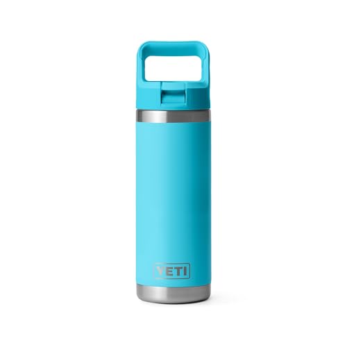 Image of YETI Rambler 18 oz Bottle, Vacuum Insulated, Stainless Steel with Straw Cap, Reef Blue