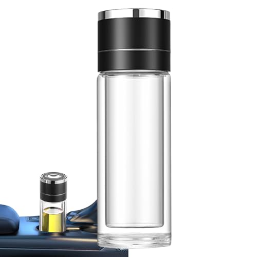 Botellas de agua de vidrio, taza de té, botella reutilizable de doble capa a prueba de fugas con diseño de viaje portátil, tazas de té para el escritorio en casa, uso diario, vasos resistentes para
