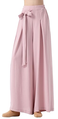 Pantalons à jambes larges de danse pour femme avec taille élastique confortable Angcoco