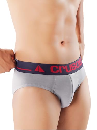 Image of CRUSOE Men's Antimicrobial Super Combed Cotton Fashion Brief - Pack of 2 | Breathable, Soft Stretch Fit Underwear | Tag-Free, Odor Control Innerwear