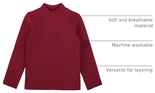 Image of Lilax Girls' Basic Long Sleeve Mock Turtleneck Cotton T-Shirt