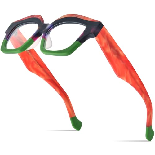 Image of HEPIDEM Multicolor Acetate Glasses Frame Women Oversize Vintage Round Eyeglasses Optical Spectacles 9271