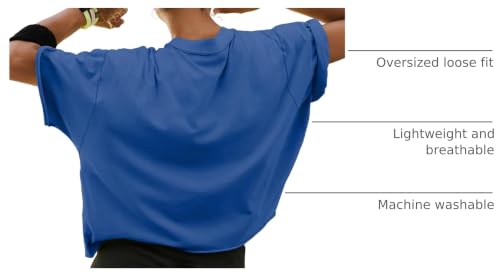Image of ATHMILE Womens Crop Tops Workout Shirts Gym Oversized Spring Summer Basic Tees Short Sleeve Casual Loose Drop Shoulder 2026