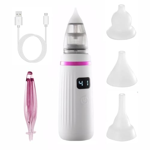 Nasal Aspirator Baby Portable Baby Nose Suckers Electric Snot Sucker Cleaner for Newborn Toddlers Babies with 3 Silicone Tips,Adjustable Suction 5 Level