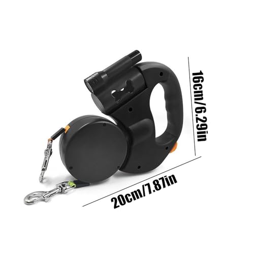 Double laisse pliable imperméable avec lumières LED randonnée et course - 6