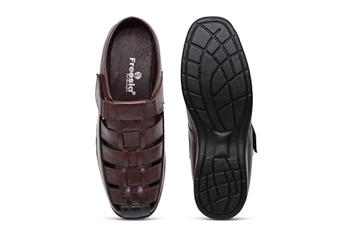 Image of Freesia Genuine Leather Back Open Half Backless Sandals for Men