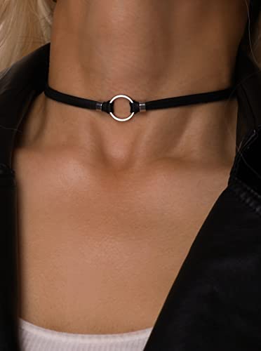Sacina Goth Hippie O Ring Choker, Black Faux Leather Choker, Halloween Christmas New Year Jewelry Gift For Women4