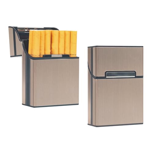 pitilleras ligeras, caja de cigarrillos de aluminio, caja de cigarrillos de metal, con cierre magnético abatible, para mujeres y hombres (champán 2)