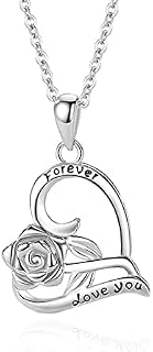 SAKUNALA Solid 925 Sterling Silver Necklace for Women Girls, Hypoallergenic Silver Love Heart Pendant Chain Necklace with Cubic Zirconia, Birthday Anniversary Christmas for Wife Mum