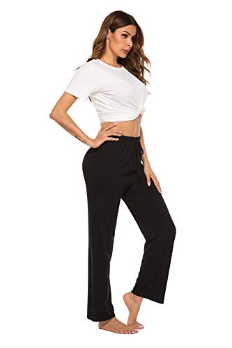 Avacostume Women's Modal Cotton Lounge Pajama Pants Black S #TOP2