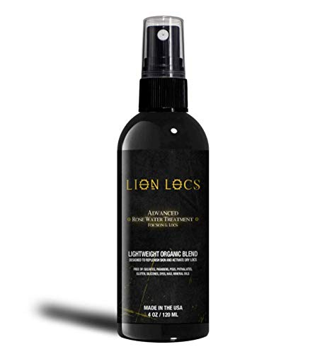 Lion Locs Rosewater Spray with Aloe, Essential Oils, Vitamins, and Glycerin | Organic Conditioner Spritz for Skin, Dreads, Dreadlocks (4oz)