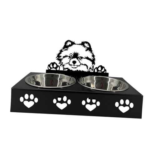 MYCENSE かわいいペットフィーダーボウル、犬皿、ステンレス鋼のペットドッグボウル、子猫のための高架パピーフィーダー、猫、子犬, E