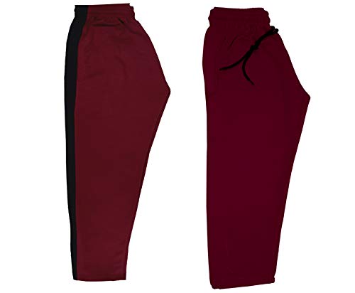 Image of indi weaves Kids Unisex Solid Fleece Warm Track Pants Winter Lower for Boys & Girls (Maroon; Maroon; 10-11 Years) Pack of 2