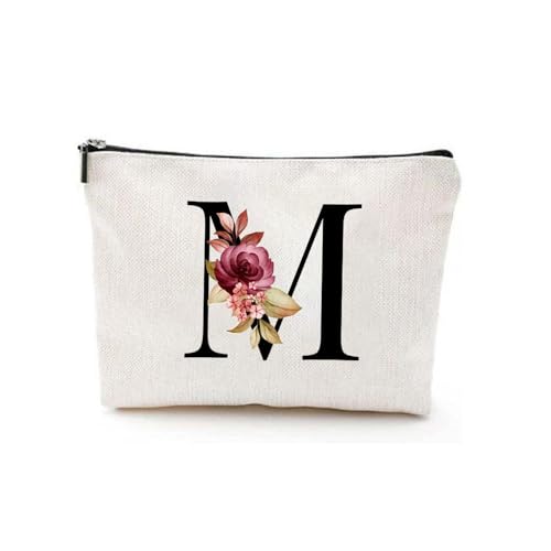 Bolsa de maquiagem personalizada para mulheres - bolsa cosmética personalizada presente para mãe, melhor amiga, irmã, noiva, dama de honra, aniversário, casamento, Natal, bolsa de viagem (K, branca