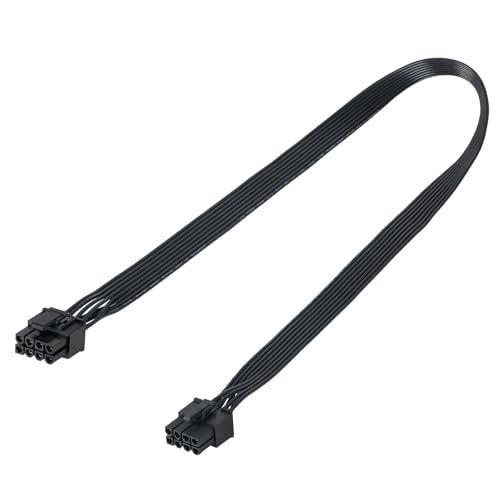 YieJoya Cable PCIE para EVGA, 65 cm macho a macho, 8 pines a 6 + 2 pines, cable de alimentación GPU para EVGA G+ G2 G3 G5 G6 GA GM GT P2 P3 P5 P6 P+ T2 T3 (negro 18 AWG, 65 cm)