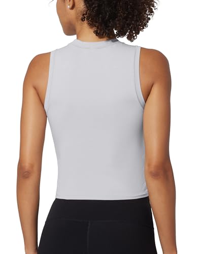 Yogalicious Womens Mock Neck Sleeveless Basic Tank Top Slim Fit Hip-Length Summer Shirts 1 Pack, 2 Pack, 3 Pack3