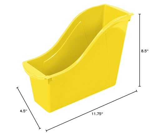 Image of Storex Interlocking Book Bin, Small, 11-3 /4 x 4-1 /2 x 8-1 /2 Inches, Yellow