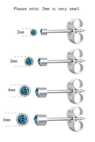 Stainless Steel Ear Piercing Stud Earrings for Piercing Guns Gold Plated Surgical Steel Round CZ Birthstone Stud Earrings Set 12 Pairs3