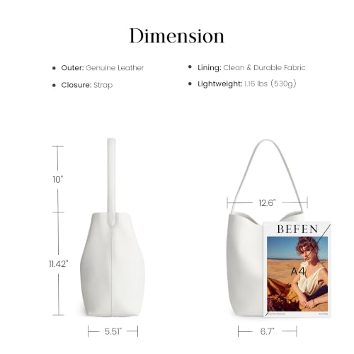 beful White Genuine Leather Bucket