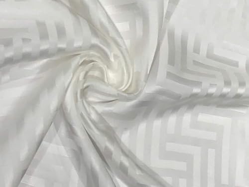 Soie Satin Jacquard Abstrait Blanc Cassé d'Exception pour Robe de Mariée