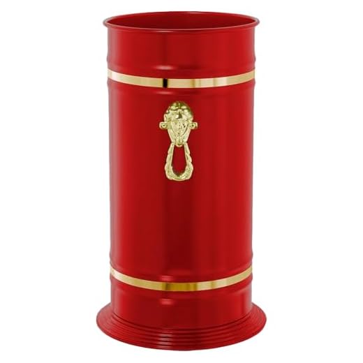 Acan Tradineur Portaombrelli Rotondo con Ornamento Realizzato in Ottone Porta Ombrello Cilindrico Metallo per Ingresso Ufficio Casa Design Classico Ø 23,2 x 40,4 cm Colore Granato