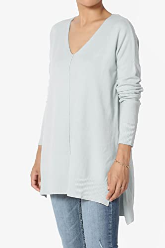 TheMogan Women's Garment Dye Fine Knit V-Neck Sweater Essential Dolman Long Sleeve Soft Pullover Top Tunic3