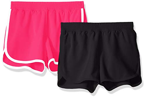 Amazon Essentials Girl's 2-Pack Active Running Short, Black/Raspberry, M