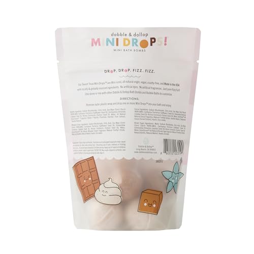 Image of Dabble & Dollop Mini Bath Bombs, Sweet Treat Scents - Natural Origin, Mixable Scents, Clean Ingredients, No Synthetic Dyes, Toddler & Kids Bath Bombs in Resealable Pouches (Set of 24)