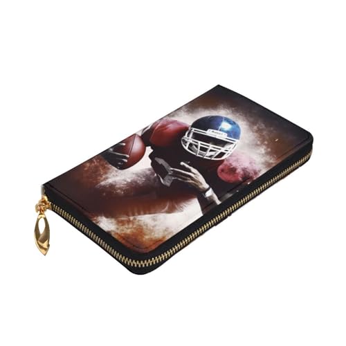 American Football Wallet for Men Women Long Purse Leather Clutch Large Business Handbag Travel Phone Holder Credit Card Holder Money Case with Zipper Leather Wallets Gift3