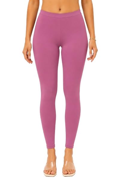 Women's Buttery Soft Cotton Blend Leggings | Stretchable Slim Fit | Ankle Length | Comfortable Elastic Waist-image-47