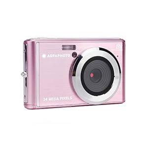 AGFA PHOTO Realishot DC5500 - Compact Digital Camera, 24 MP, 2.4" LCD Screen, 8x Digital Zoom, 720p HD Video, External SD Memory, Lithium Battery - Pink