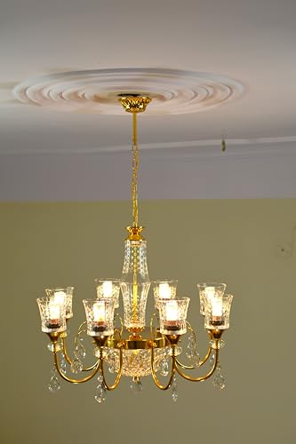 Image of Prop It Up Crystal Glass Chandelier, 8+1 Lights, Gold-Plated Metal Frame with Hanging Crystals, Traditional Design, Without Bulb