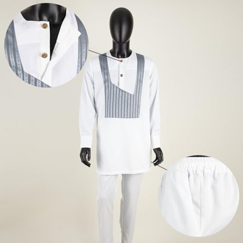 African Clothing for Men Dashiki Outfits O-Neck Shirt Pants 2 Pcs Set Causal Bazin Riche Attire Wedding3