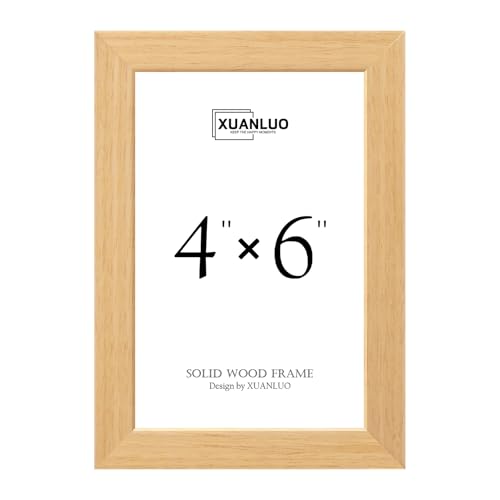 Image of XUANLUO 1 Pack 6x4 Picture Frame,Natural Oak Wood Photo Frames