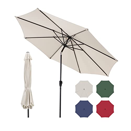 Image of NUU GARDEN 10 ft Outdoor Aluminum Patio Umbrella, Outdoor Table Umbrella with 8 Sturdy Ribs Patio Umbrella with Push Button Tilt and Crank