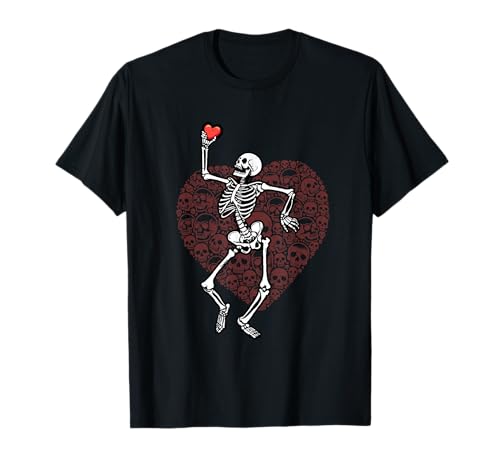 Corazón Esqueleto Día de San Valentín Amor Romántico Camiseta