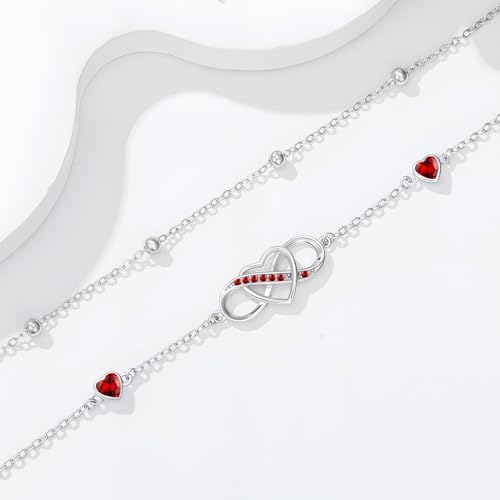 Image of Anklet for Women 925 Sterling Silver Double Infinity Ankle Bracelet Waterproof Summer Jewelry Anniversary Birthday Gifts for Her