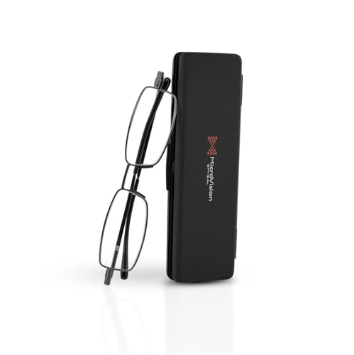 Microvision Flat Folding Reading Glasses, Gunmetal...