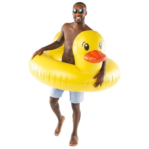 BigMouth Inc. Giant Duck Pool Float, Over 4' Wide, Inflatable Floatie Tube, Blow Up Swim Ring, Outdoor Summer Pool Party Water Toy Cover
