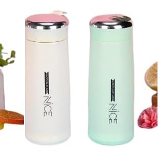 Nice Water Bottle, Water Bottle, Glass and Plastic Thermos for School, Office & Travel Multi Color