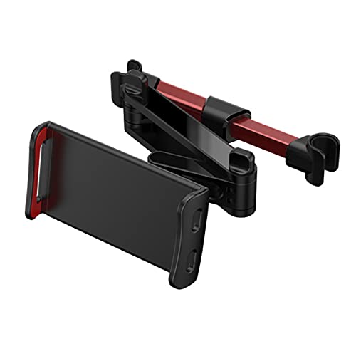 タブレットホルダー 車載 後部座席 車載ホルダー 設計ヘッドレスト ホルダー 伸縮アームスタンド スマホ ホルダー 折り畳み式 360度回転 充電可能ホール付 簡単取付 転落防止 防振 タブレット&スマホ兼用 4～10.7インチ全機種対応 (赤&黑)のサムネイル