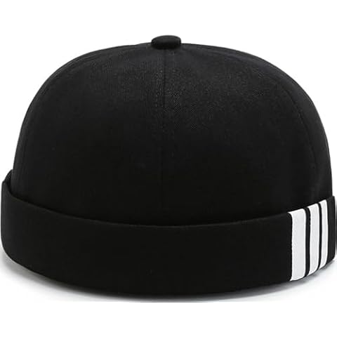 YeeHeen Dome Brimless Hats for Women Men Beanie Docker Cap Sailor Skull Cap Black Cover