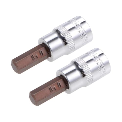 Image of TOP-VIGOR 2Pcs 3/8" Drive x H8 (8mm) Allen Key Socket, Premium S2 Steel Bits, Hex Bit with 48mm Length for Torque Wrench, Ratchet Wrench, Impact Power Drills, Slide Bar