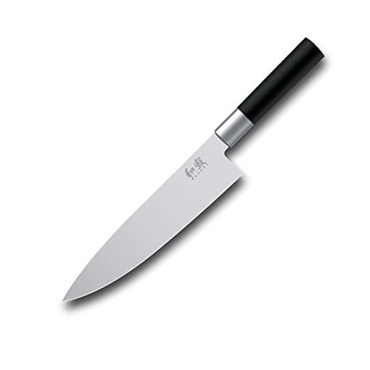 KAI Wasabi Black Coltello da Cucina 20,0 cm Lunghezza Lama - acciaio inossidabile 6A/1K6 lucidato 58 (±1) HRC - manico in polipropilene nero - Coltello da Chef - Made in Japan