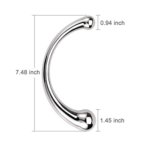 G-Spot Massage Dildo, Stimulate Wand Fetish Plug Solid Metal Curved Dual Ended Masturbation Sex Toy For Couple #TOP2