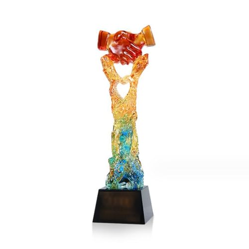 Image of Creative Crystal Trophy Color Crystal Trophy Excellent Staff Annual Meeting Awards Solid Base Souvenir Excellent Employee Honor Trophy (Size : B-01)