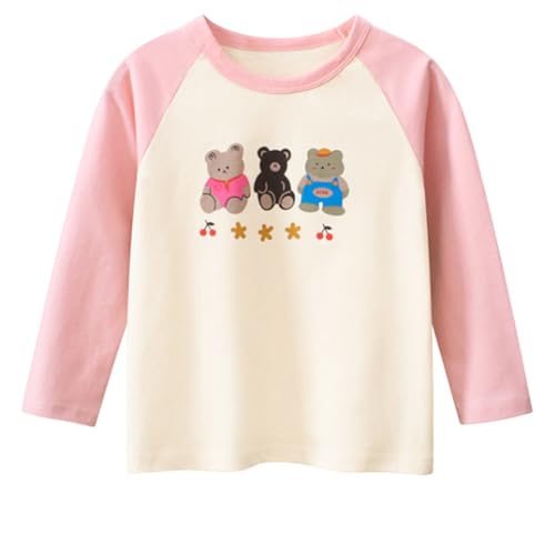 Toddler Girls Long Sleeve T-Shirts Casual Graphic Cotton Tee Shirts Multipack3