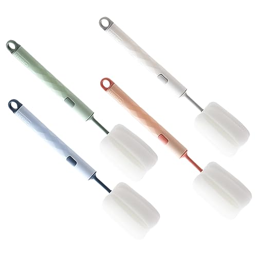 minkissy 4pcs Sponge Cup Brush Household Cleaner Glink Water Bottle Handheld Water Bottle Extra Long Bottle Brush Bottle Soft Brush Brush Pot Dry Brushing Detachable Pp