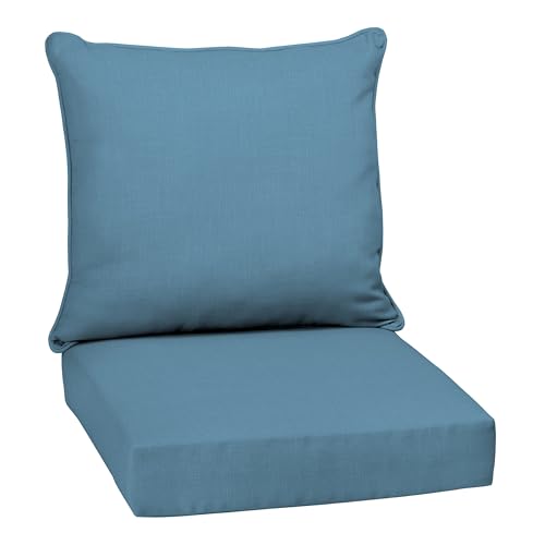 Image of Arden Outdoor Deep Seat Cushion Set, 22 in x 24 in, Weather-Proof, Rain-Proof, Fade Resistant Patio Cushion French Blue Texture